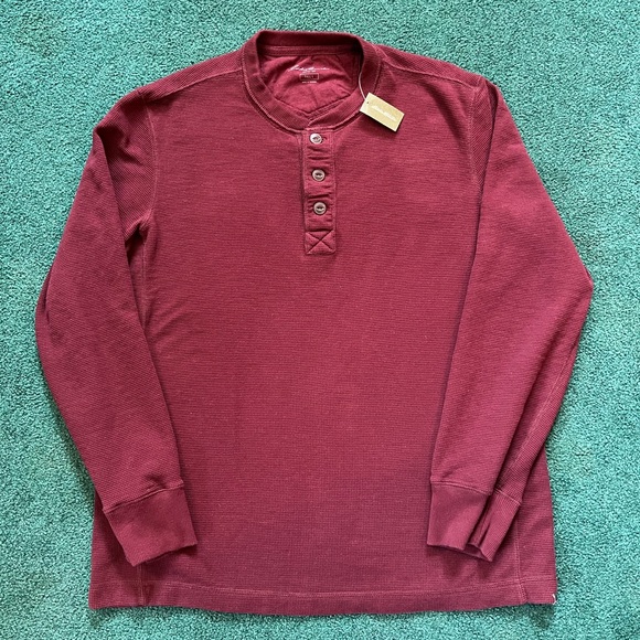 Eddie Bauer Thermal Henley Maroon - Picture 1 of 12